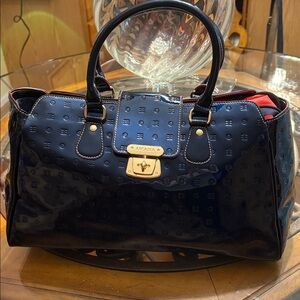 Luxury ARCADIA Patent Leather Satchel- BLUE